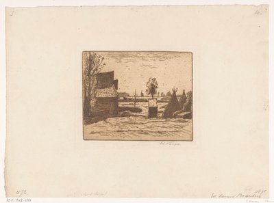Gospodarstwo ze stodołą i odłamkami siana Gospodarstwo (tytuł na przedmiocie) autorstwa Eduard Karsen (signed by artist)