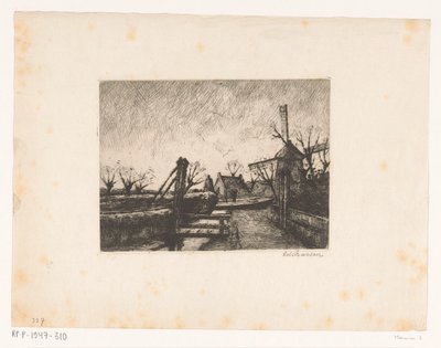 Ścieżka z mostem wzdłuż rowu autorstwa Eduard Karsen (signed by artist)