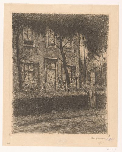 Podwórko domu z żywopłotem autorstwa Eduard Karsen (signed by artist)