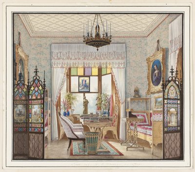 Salon cesarzowej Aleksandry Fiodorowny, pałac w domku, Sankt Petersburg, Rosja autorstwa Eduard Petrovich Hau