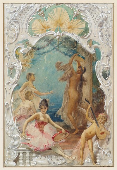 Taniec (projekt muralu w Varieté Ronacher, Wiedeń) autorstwa Eduard Veith