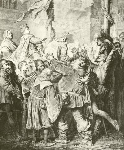 Henryk V odrzuca Falstaffa (wklęsłodruk) autorstwa Eduard von Grutzner