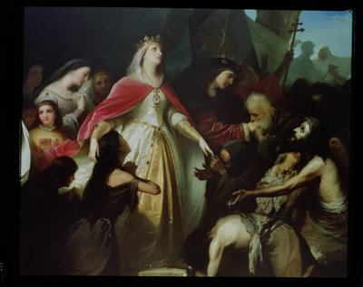 Szczegółowo monarchowie katoliccy przyjmujący jeńców chrześcijańskich po podboju Malagi w 1487 r. autorstwa Eduardo Javier Ramon Cano de la Pena