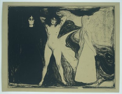 Kobiety w trzech etapach (tytuł oryginalny) Kobieta (sfinks) (tytuł oryginalny) autorstwa Edvard Munch (signed by artist)