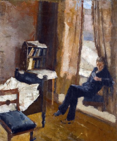 Andreas Reading - Peinture de Edvard Munch (1863-1944) - Olej na tekturze autorstwa Edvard Munch