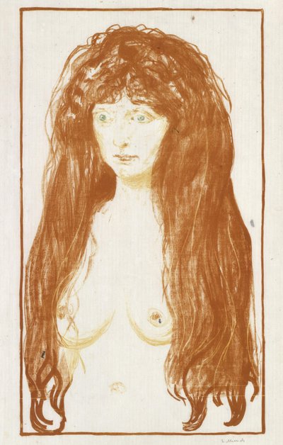 Die Sünde (Mädchen mit rotem Haar und grünen Augen) autorstwa Edvard Munch