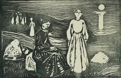 Kobiety na plaży w letnią noc (SSH. 339) autorstwa Edvard Munch