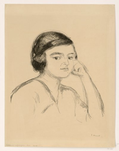 Młoda kobieta (młoda kobieta z ręką przy policzku; dziewczyna z podpartą ręką) autorstwa Edvard Munch