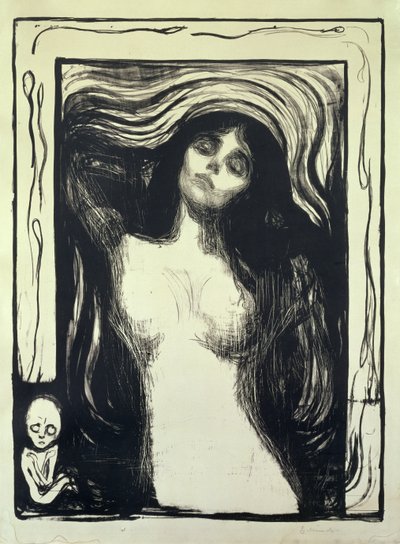 Madonna, kochająca kobieta (drzewryt) autorstwa Edvard Munch