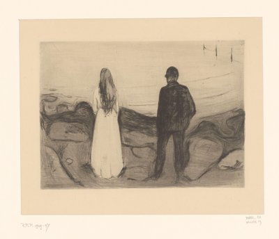 Mężczyzna i kobieta stojący na brzegu Dwie osoby (tytuł oryginalny) autorstwa Edvard Munch