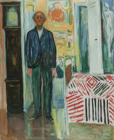 Autoportret. Między zegarem a łóżkiem. 1940-42 autorstwa Edvard Munch