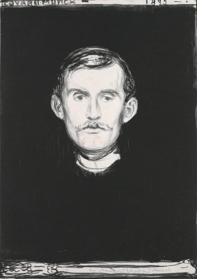 Autoportret z ramieniem szkieletu autorstwa Edvard Munch
