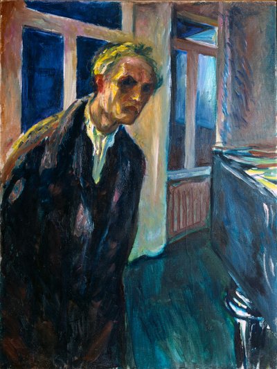 Autoportret lub obraz człowieka idącego nocą autorstwa Edvarda Muncha (1863-1944) 1923-1924 Nd. 89,5x67,5 cm Oslo, Miejskie Zbiory Sztuki Munch Museum (Musee Munch) autorstwa Edvard Munch