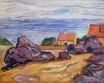 Dwa domy w Borre autorstwa Edvard Munch