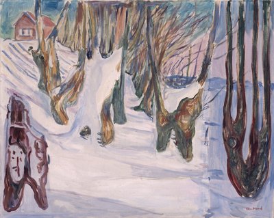 Zimowy krajobraz z domem autorstwa Edvard Munch