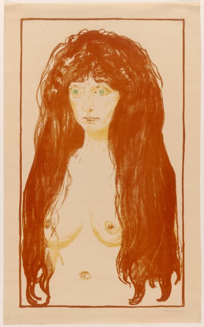 Kobieta z rudymi włosami i zielonymi oczami. Grzech autorstwa Edvard Munch
