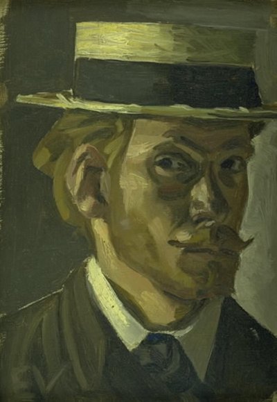 Autoportret w słomkowym kapeluszu autorstwa Edvard Weie