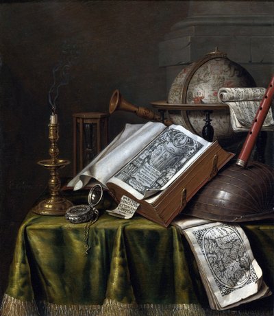 Vanitas Still Life par Edwaert Collier (1642-1708), - Olej na drewnie, 29x25,1 - Kolekcja prywatna autorstwa Edwaert Colyer or Collier