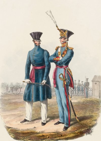 Królewscy oficerowie artylerii autorstwa Edward (after) Hull