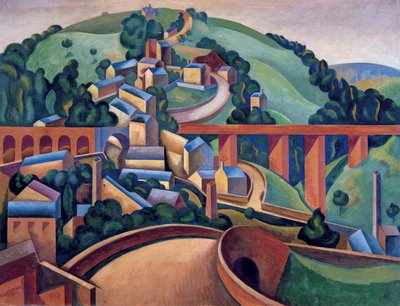Buxton Village i Broadbottom, w pobliżu Glossop autorstwa Edward Alexander Wadsworth