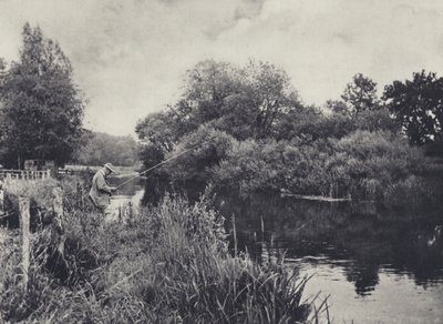 Wyspa Boot poniżej Stockbridge w teście (zdjęcie czarno-białe) autorstwa Edward Alfred Barton