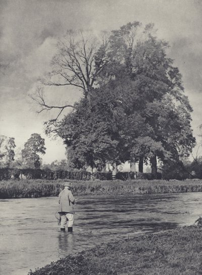 Czas lipienia powyżej Romsey na Test (zdjęcie czarno-białe) autorstwa Edward Alfred Barton