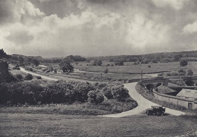 Dolina Test z Chilbolton Down (zdjęcie czarno-białe) autorstwa Edward Alfred Barton