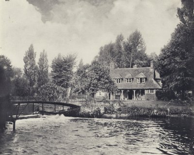 Thorney Weir Fishery House (zdjęcie czarno-białe) autorstwa Edward Alfred Barton