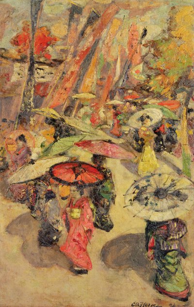 Scena uliczna, Tokio autorstwa Edward Atkinson Hornel