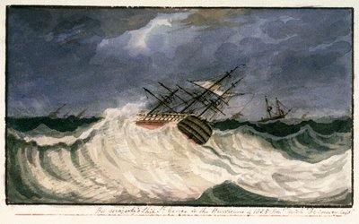 HMS "St George" podczas huraganu w 1805 r., ok. 1805 r. (akwarela) autorstwa Edward Bamfylde Eagles