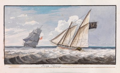 Piracki szkuner, ok. 1805 r. (akwarela) autorstwa Edward Bamfylde Eagles