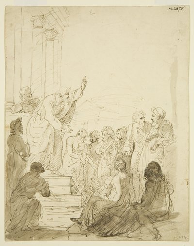 Oryginalny szkic do Ołtarza w St Pauls (ołówek i akwarela na papierze) autorstwa Edward Bird