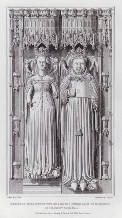 Wizerunek króla Henryka IV i jego królowej Joanny Nawarry w katedrze w Canterbury (rycina) autorstwa Edward Blore