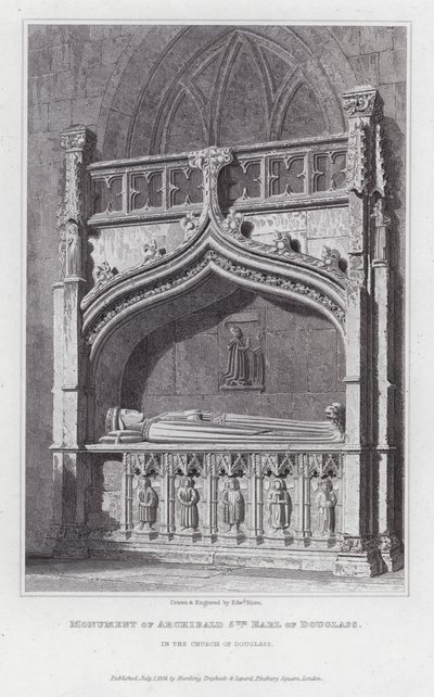 Pomnik Archibalda 5. hrabiego Douglass, w kościele Douglass (rycina) autorstwa Edward Blore