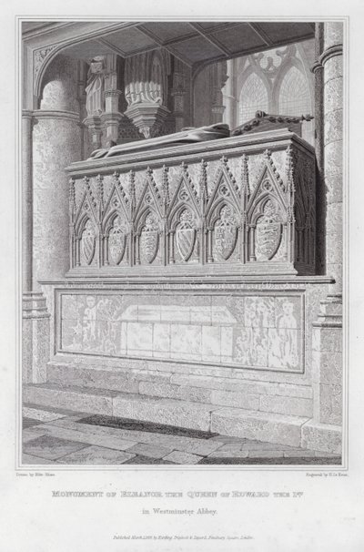 Pomnik Eleonory królowej Edwarda I w opactwie Westminster (rycina) autorstwa Edward Blore