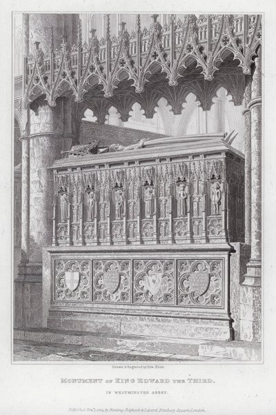 Pomnik króla Edwarda III w Opactwie Westminsterskim (rycina) autorstwa Edward Blore