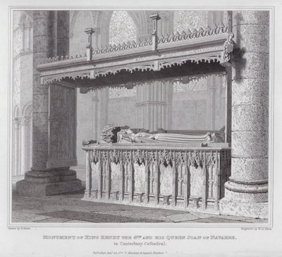 Pomnik króla Henryka IV i jego królowej Joanny Nawarry w katedrze w Canterbury (rycina) autorstwa Edward Blore