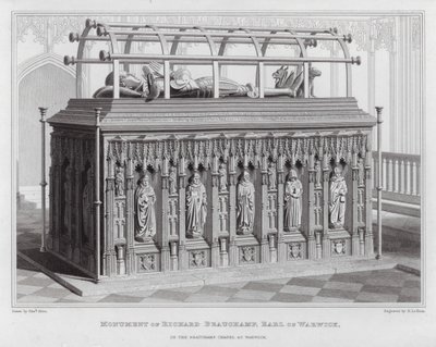 Pomnik Richarda Beauchampa, hrabiego Warwick, w kaplicy Beauchamp w Warwick (rycina) autorstwa Edward Blore