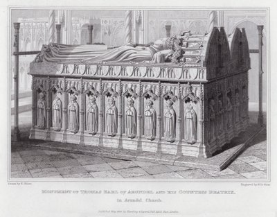Pomnik Thomas Earl of Arundel i jego hrabiny Beatrix w kościele Arundel (rycina) autorstwa Edward Blore
