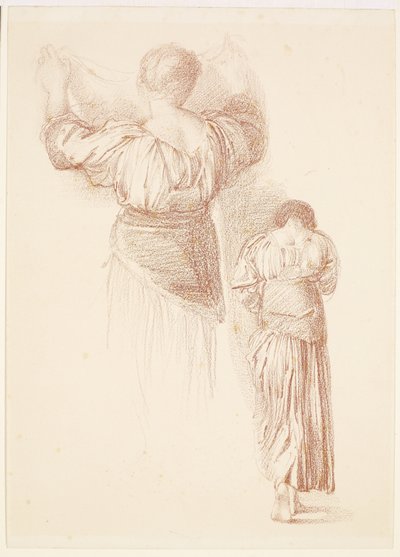 Kobieta - Draperium Studies, Studia kobiecego Draperium widziane z tyłu autorstwa Edward Burne-Jones