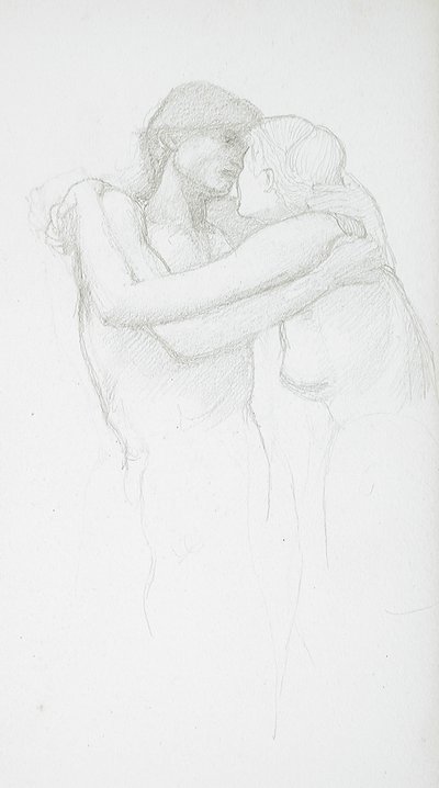 Obejmująca się naga para autorstwa Edward Burne-Jones