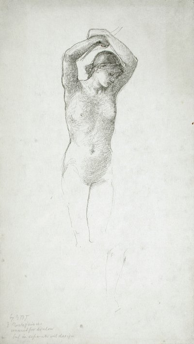 Stojąca naga kobieta z uniesionymi rękami autorstwa Edward Burne-Jones