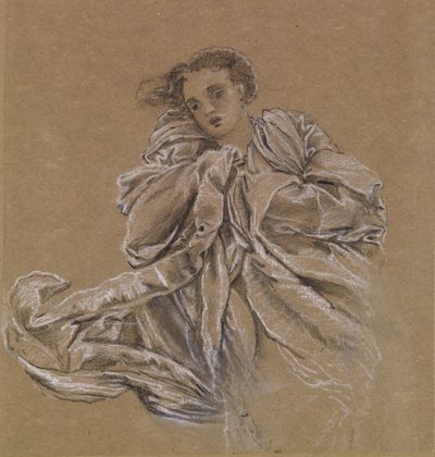 Zima – studium latającej draperii autorstwa Edward Burne Jones