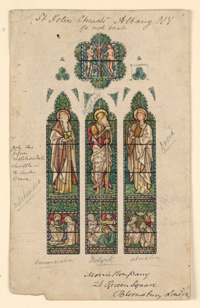 Rysunek, Kościół Świętego Piotra, Alb, ok. 1870 r. autorstwa Edward Burne Jones