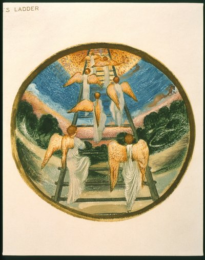 Drabina Jakuba, Anioły powracające do nieba, tablica 111 z „Księgi kwiatów” autorstwa Edward Burne Jones