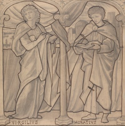 Projekt przygotowawczy do witrażu, Wergiliusza i Horacego autorstwa Edward Burne Jones
