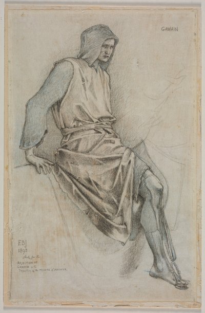 Studium niepowodzenia Gawaina z Gobelinów Świętego Graala autorstwa Edward Burne Jones