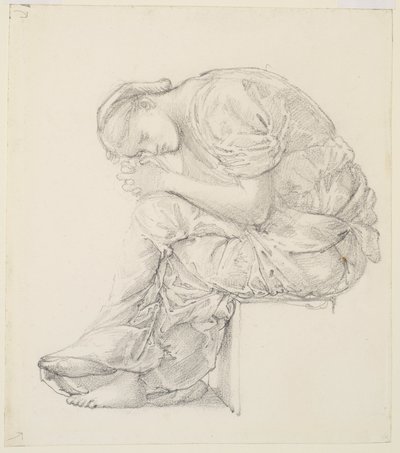 Lament - studium dla figury po prawej stronie autorstwa Edward Burne Jones