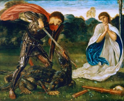 Walka: Święty Jerzy zabija smoka VI autorstwa Edward Burne Jones