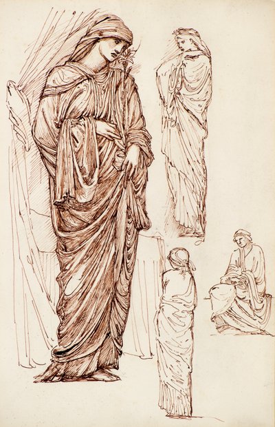 Dziewica Maryja i św Elżbieta, postacie w szatach autorstwa Edward Burne Jones